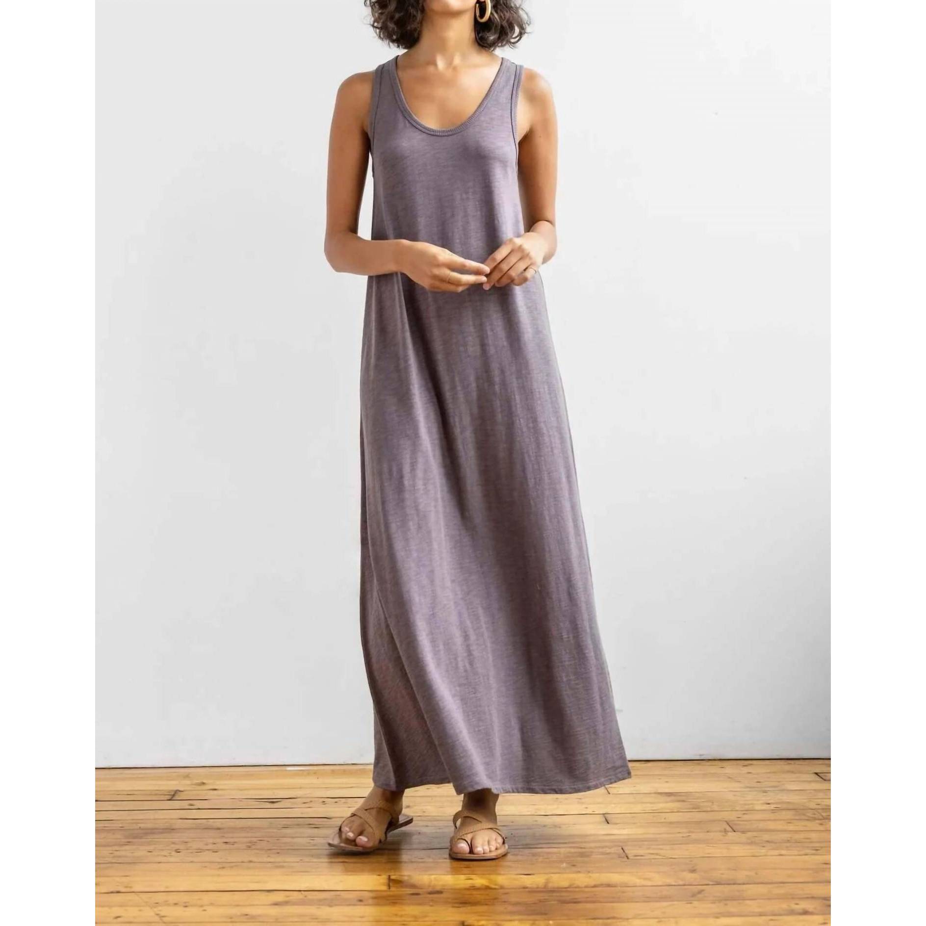 New Lilla P Maxi Tank Dress In Pewter